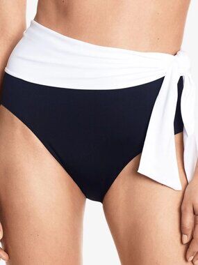 LAUREN RALPH LAUREN Black Bikini Moderate Tie High WaistSwimsuit Bottom 10 NWT